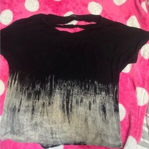 Deb Slashed Gradient Tee | Size L | Edgy Bleach Wash | Streetwear Vibe